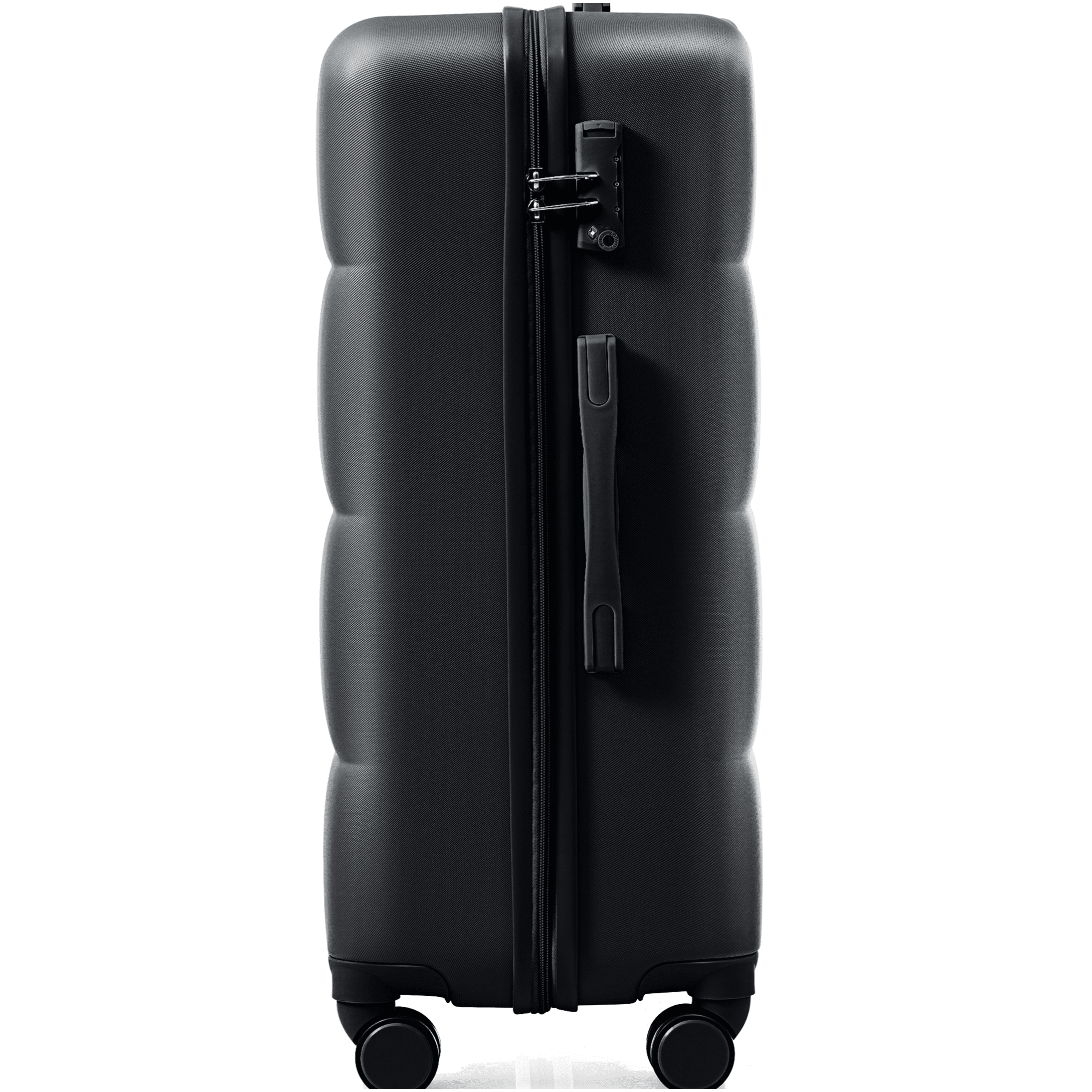 Black 3-Piece ABS Hard Shell Luggage Set with Cup Holder, 360° Spinner Wheels, Airline Approved Carry-On Suitcase