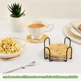 thumbnail image 5 of Yayeee 6 PCS Drink Coasters with Holder Set Woven Absorbent Round Tabletop Hot Pad, Yellow Stars, 5 of 7