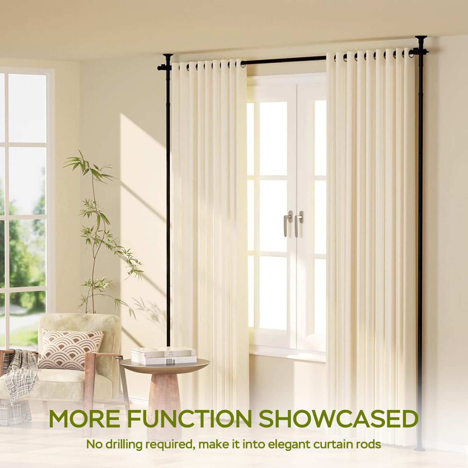 Telescopic Garment Rack Room Divider Partition Curtain Rod – Heavy Duty Adjustable Clothing Rail,Adjustable 28-70in Wide, No Damage Wall/Ceiling Hanging(White)