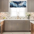 thumbnail image 4 of Abstract Marble Window Valance for Kitchen, Luxury Gorgeous Blue Gold Ocean Rod Pocket Short Curtain for Small Windows, Light Filtering Decorative Valance, 42 x 18 Inch, 1 Panel, 4 of 9