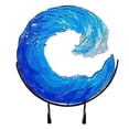thumbnail image 2 of Escultura De Ola Oceánica, Adornos De Ola De Resina De Vidrio Cortados A Mano Para Decoración De Escritorio. Onda Azul Redonda Con Cristal Transparente Y Blanco, Diseño Elegante, 2 of 8