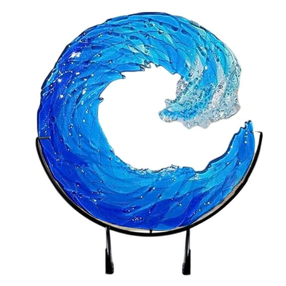 Ocean Wave Sculpture Blue Wave Ornaments Ocean Art for Desktop Decoration