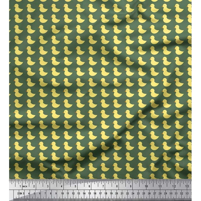 Soimoi Green Cotton Poplin Fabric Duck Bird Printed Craft Fabric by the Yard 42 Inch Wide