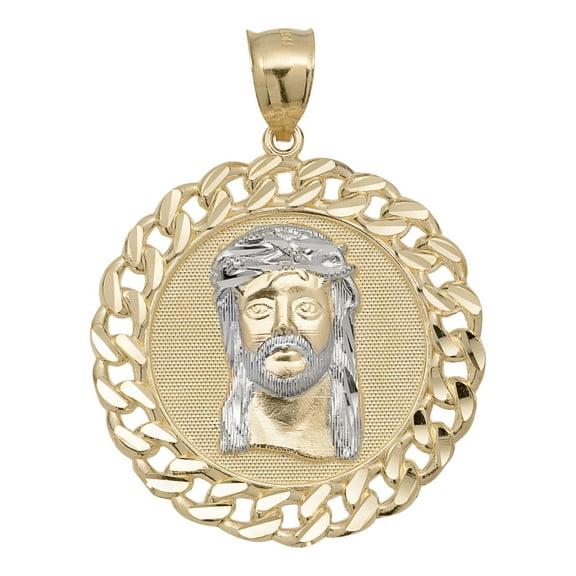 2" Diamond-Cut Jesus Miami Cuban Link Pendant Unisex Adult 10K Two-Tone Gold, 6.15 Gr - Goldum NYC
