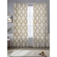 thumbnail image 2 of Abstract Geometric Sheer Curtains 2 Panels Set Modern Gold and Beige Retro Plaid Texture Sheer Window Curtains Light Filtering Rod Pocket Voile Drapes for Bedroom Living Room 52"X108", 2 of 8