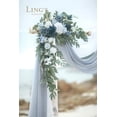 thumbnail image 3 of Set de flores artificiales en forma de arco para boda, color azul polvoriento de Ling's Moment, 3 of 8