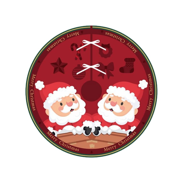 C Holiday Tree Skirt With Snowflake Reindeer Design Red And White Color Scheme For Christmas Decoration And Home Festive Setting