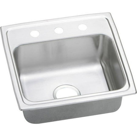 Bowl Gourmet Sink - Elkay PSR19183 Gourmet Pacemaker Stainless Steel Single Bowl Top Mount Sink with 3 Faucet Holes