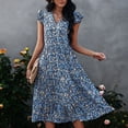 thumbnail image 3 of Vestido con estampado floral de moda, vestido con estampado floral y cuello en V, mangas con volantes, vestido con estampado floral, diseño de vanguardia, 3 of 6