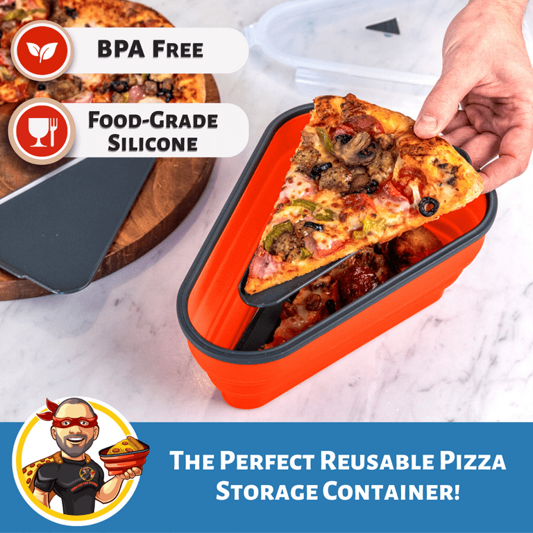 Reusable Pizza Storage Container, CAUTUM Silicone Pizza Slice Storage  Container with 5 Microwavable Serving Trays, Adjustable Pizza Leftover  Container