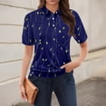 thumbnail image 2 of NAMTYQX Women's Blouses & Shirts Lounge Womens Polo Shirts Trendy Lapel V Neck Soft Short Sleeve Royal Blue Size 2XL, 2 of 5