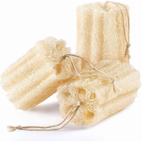 Fu997 3PCS Egyptian Natural Loofah Exfoliating Body Scrubber, Natural Real Egyptian Loofah Sponge Bath & Shower Scrub exfoliating loofah for Women and Men, Luffa Sponges for Face, Back & Body