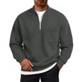 thumbnail image 2 of Trgacdwlo Men's Half Zip Fleece Sweatshirt Fuzzy Long Sleeve Men's Pullover Shirts Solid Color Fall Winter Warm Cotton Sweatshirts for Men with Pocket M, 2 of 6
