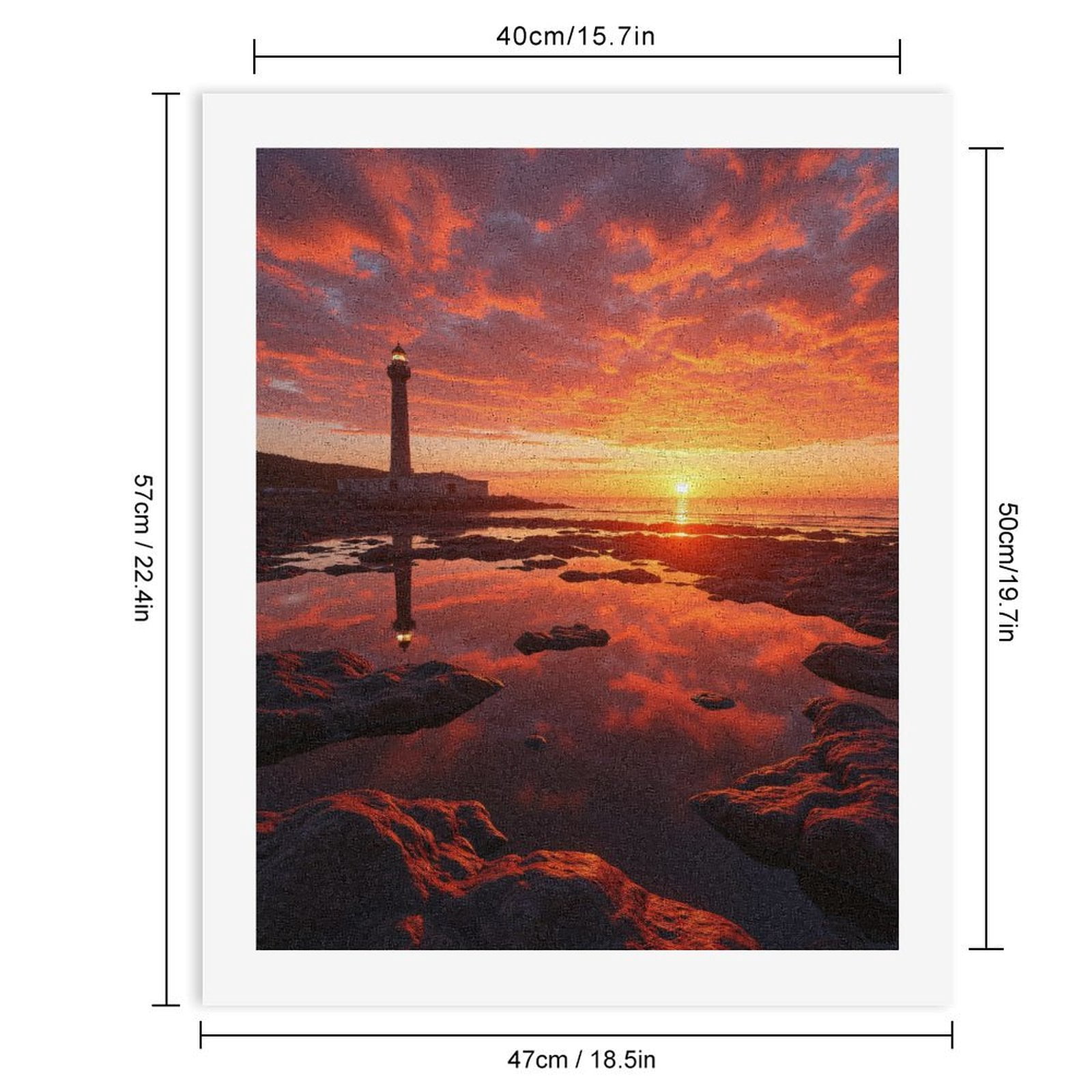 Paint By Numbers Kit for Adults Beginner - Sunset Lighthouse Reflection Rock Shore DIY Canvas Painting Kits for Adults, Frameless Paint By Number for Adults for Home Wall Decor 16x20 Inch
