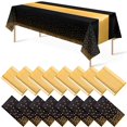 thumbnail image 1 of Juego de mantel y camino de mesa, paquete de 16 unidades, color negro dorado, para fiesta, 1 of 7
