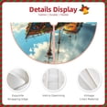 thumbnail image 3 of Xecao Floral Ship On Ocean Pattern Christmas Tree Skirt Round Xmas Tree Mat Base Cover for Holiday Home Decorations-30", 3 of 6