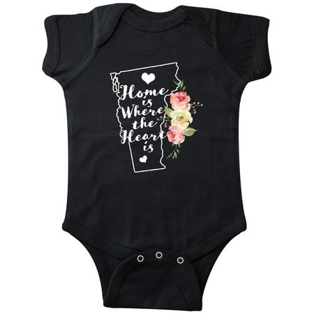 

Inktastic Vermont Home is Where The Heart is with Watercolor Floral Gift Baby Girl Bodysuit