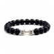 thumbnail image 5 of Pulsera con mancuernas de piedra de lava volcánica negra natural Pulseras de cuentas negras mate ∧, 5 of 6