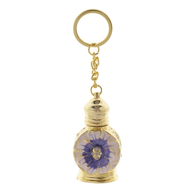Botella de perfume del encanto Cadena de oro colgante flor de cristal botella de perfume de cristal vacía púrpura Púrpura Magideal Botella de perfume del encanto