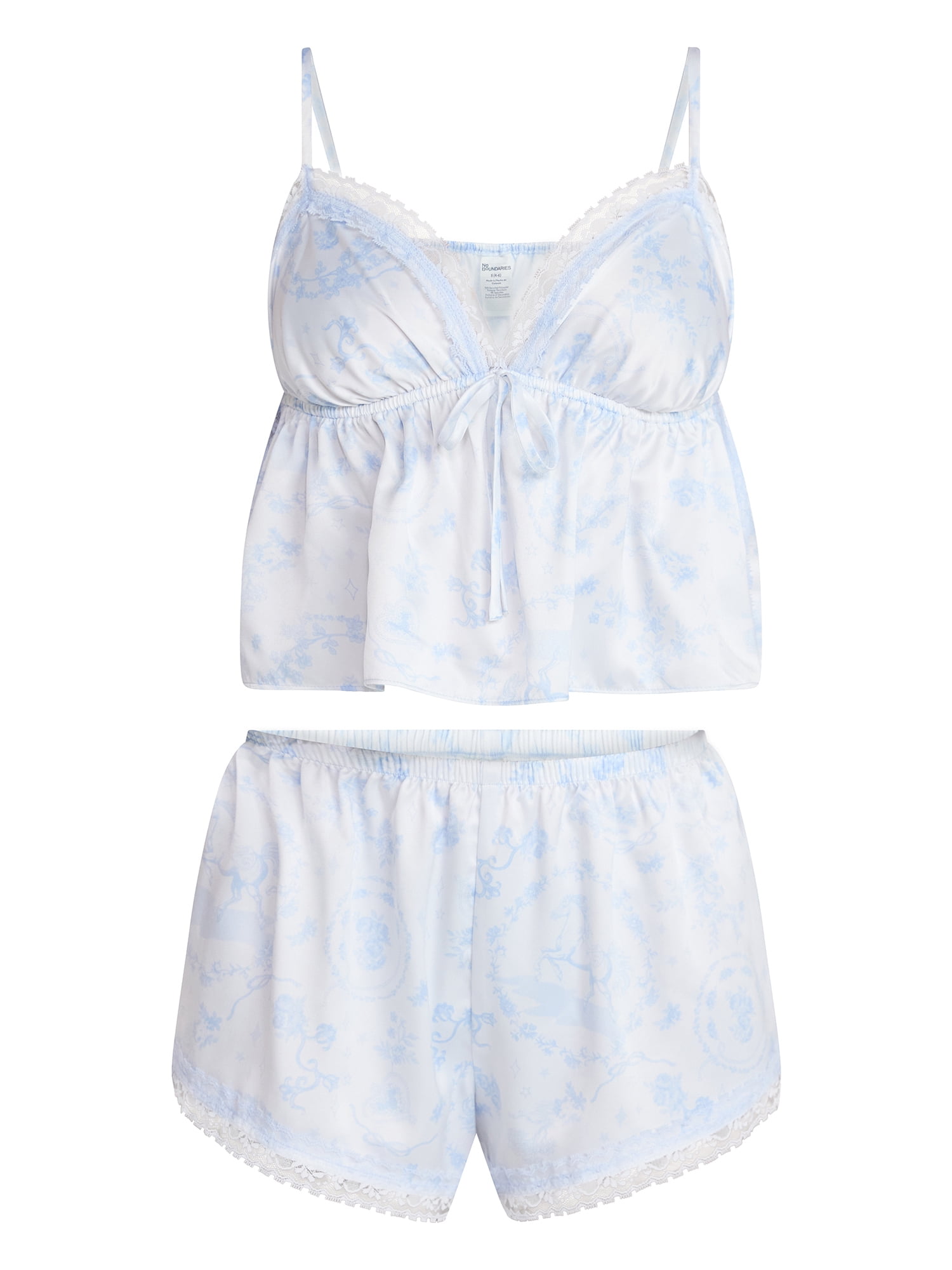 No Boundaries Satin Cami and Shorts Sleep Set, 2-Piece, Women's XS-XXL