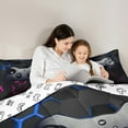 thumbnail image 6 of Feelyou Cartoon Game Console Bedding Comforter Set for Kid, Glowing Honeycomb Twin Comforter Sets, Pink Blue Abstract Reversible Bedding Set, Microfiber Bedroom Decor, 2pcs, 6 of 9