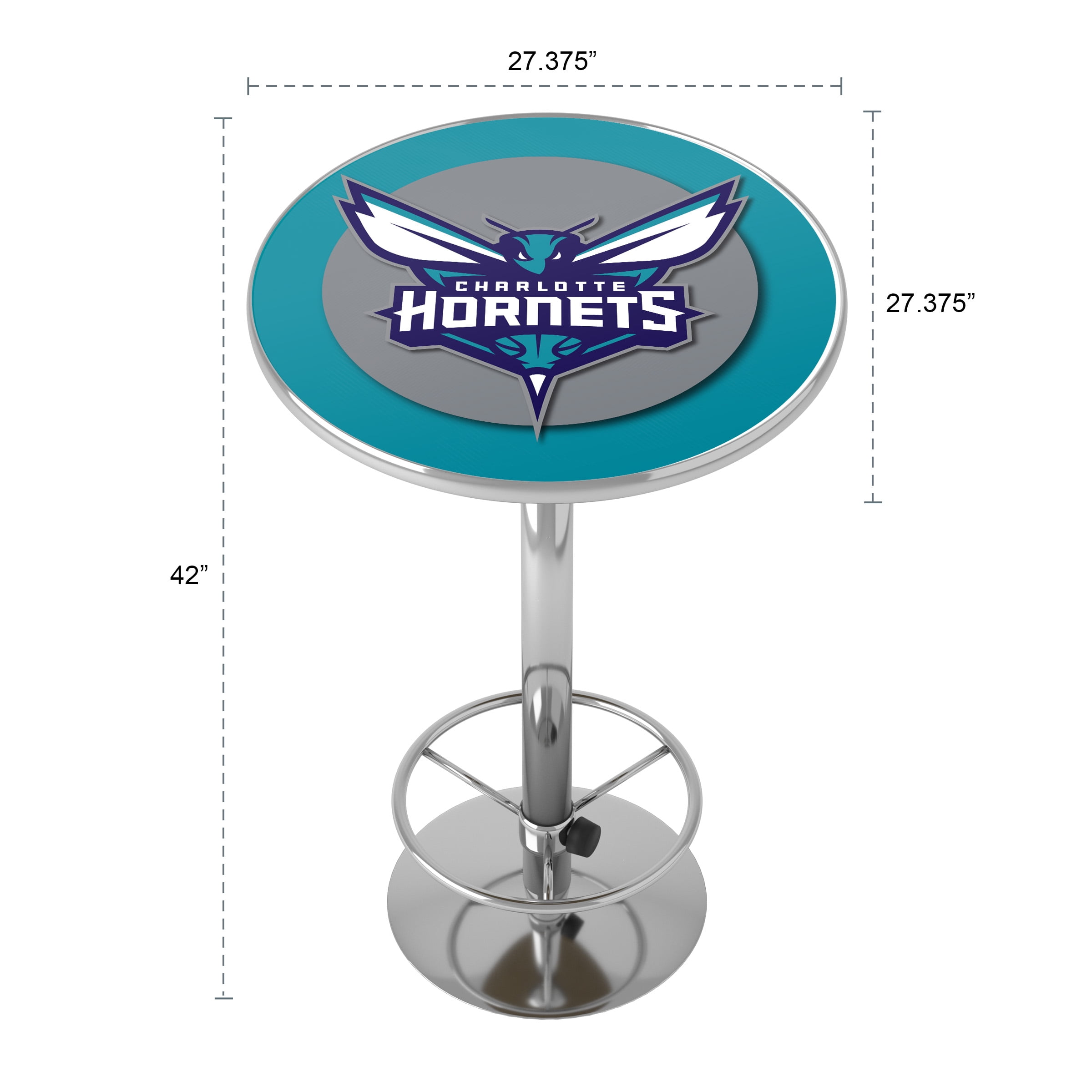 Charlotte Hornets Logo Bar Table with Adjustable Footrest and Acrylic Top