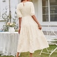 thumbnail image 4 of IDALL Robes d'Été, Robes Maxi Été 2023 Col Rond Plissé Manches Bouffantes Robe Florale Superposée Robes Longues, Robes Mode, Robes Femmes Robe Beige S, 4 of 4