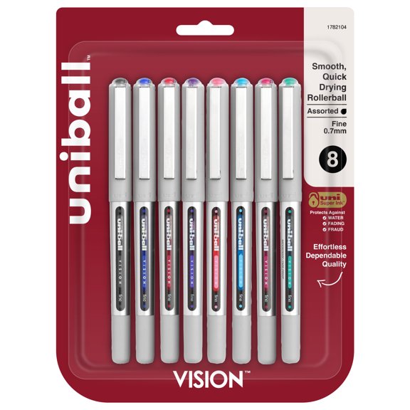 uniballâ„¢, UBC1782104, Vision Rollerball Pen, 8 / Pack