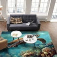 thumbnail image 4 of Area Rugs Indoor Non-Slip Rectangle Rug 2x3 Ft Sea Turtle Nautical Turquoise Ocean Underwear Coral Retro Rug Rubber Backing Floor Mats Non Shedding Home Decor Carpet for Entryway Living Room, 4 of 8