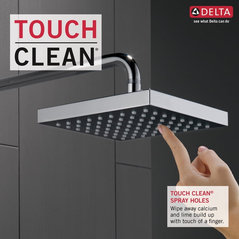 Delta 52841 Single-Spray Rain Shower Head – Chrome Square Rainfall Head, Touch-Clean Nozzles, WaterSense, Easy Install, Lifetime Warranty