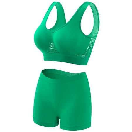 EHTMSAK Sports Bras for Women No Underwire Large Size Women s Underwear Hollow Breathable Cool Liftup Bra Green L
