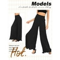 thumbnail image 6 of Xuanfei Women High Waist Wide Leg Smocked Stringy Selvedge Long Pants, 6 of 7