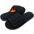 thumbnail image 4 of Mens Slippers,Men Slippers Hook Loop Closure Soft Sole Warm Slides for Bathroom Bedroom Relaxation,Slippers for Men,Black,9-10, 4 of 4