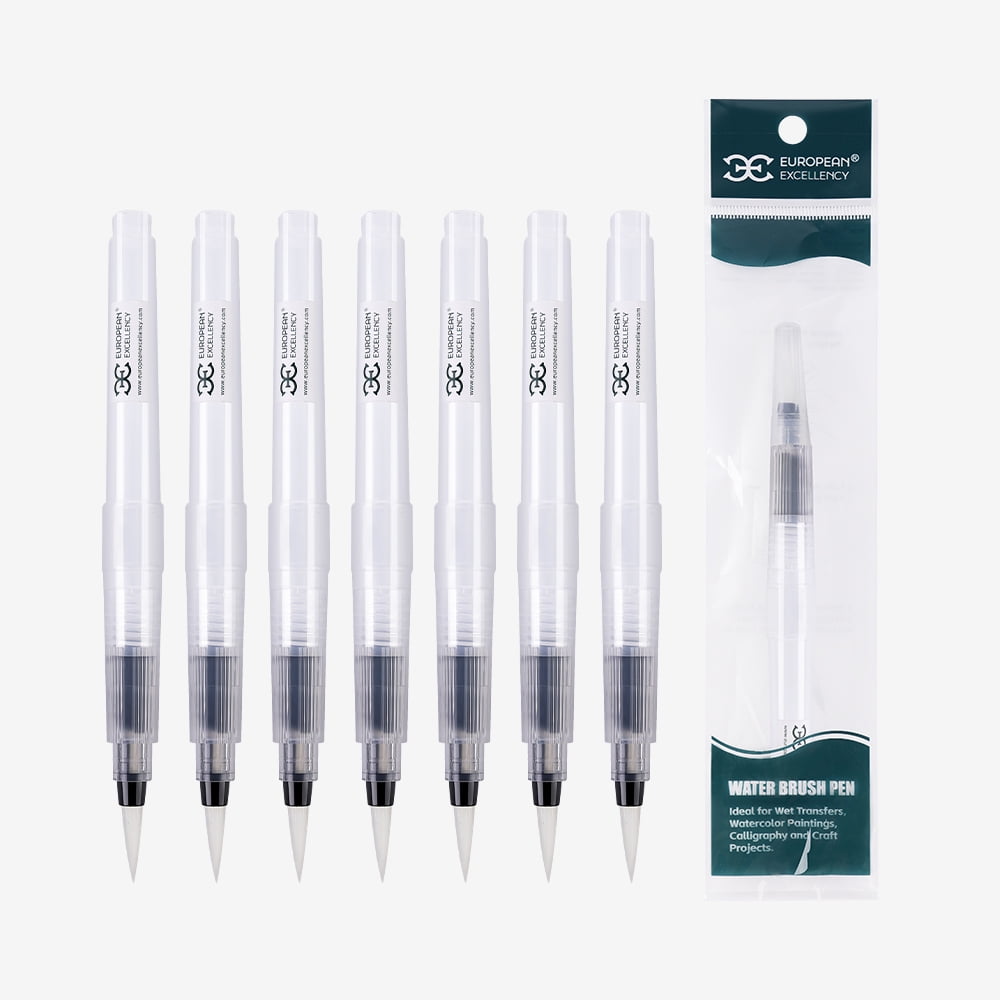European Excellency, Refillable Water Brush Pen for Watercolor Painting - Water Pens for Crafting, Art Supplies for Artists - Watercolor Brush Pens for Blending, Painting, Journaling and Card Making
