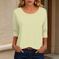 thumbnail image 2 of Paguaki Womens Casual 3/4 Sleeve T Shirts Round Neck Loose Fit Basic Tees Tunic Tops Blouses Summer Solid Color Pullover, 2 of 6