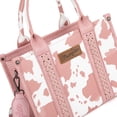 thumbnail image 3 of Wrangler Cow Print Tote Bag for Women Western Purse Boho Top Handle Satchel Handbag with Signature Strap, Cow-Light Pink, 3 of 8