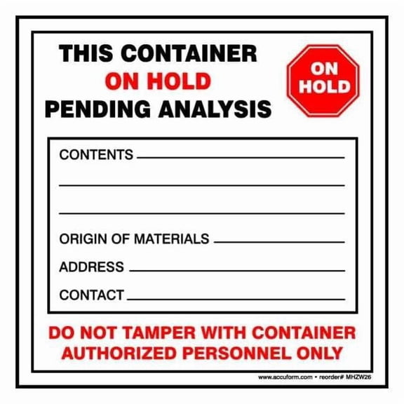 Accuform DOT Handling Label, Vinyl, 6" W, 6" H MHZW26EVC