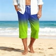 thumbnail image 2 of Fabrcox Gradient Mens Capri Pants Baggy Color Block Drawstring Mens Beach Pants Summer Running Outdoor Mens Lounge Pants with Pocket, 2 of 9