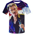 thumbnail image 4 of Camiseta de verano para hombre, cantante Johnny Halladay, estampado 3D, cuello redondo, informal, manga corta, talla grande, moda, 4 of 5