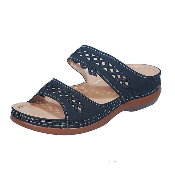 Hoshose Casual Sandals Women Dres sy Dearfoam Slippers Women Wedge Slippers Womens Slide Sandals, Black