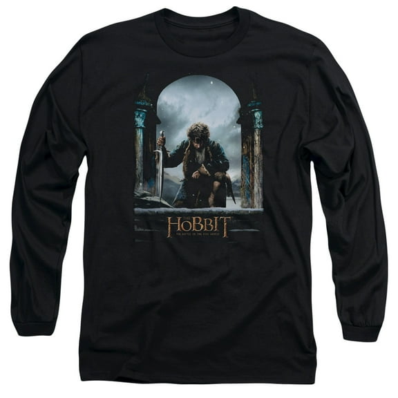 Hobbit Bilbo Poster Long Sleeve Adult 18/1 T-Shirt Black