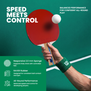 GEWO Rave Speed Pre-Assembled Table Tennis Racket, ITTF Approved Ping Pong Paddle, 5-Ply Wood Blade, 2.0 mm Sponge, Flared Handle