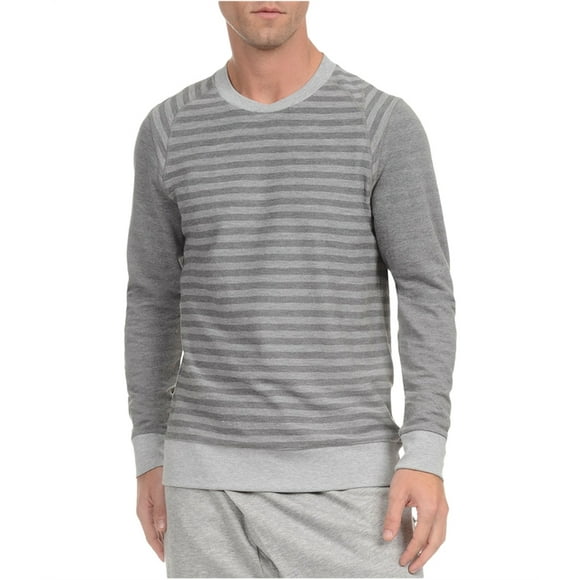 2(X)IST Mens Terry Striped Thermal Sweater, Grey, Small