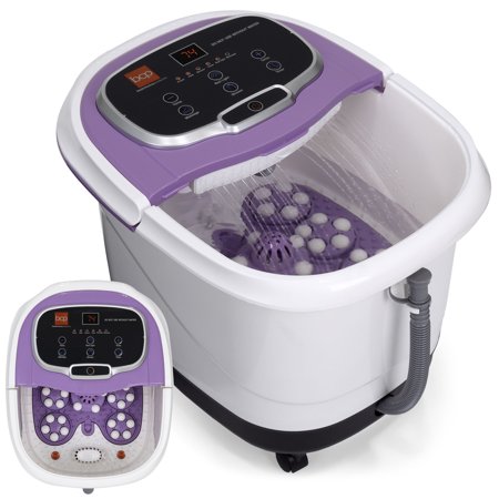 Best Choice Products Portable Heated Foot Bath Spa with Shiatsu Auto Massage Rollers, Taiji Massage, Acupuncture Points, Temp Control, Timer, LED Screen, Drain Filter, Shower Function, (Best Massage For Tension Headaches)
