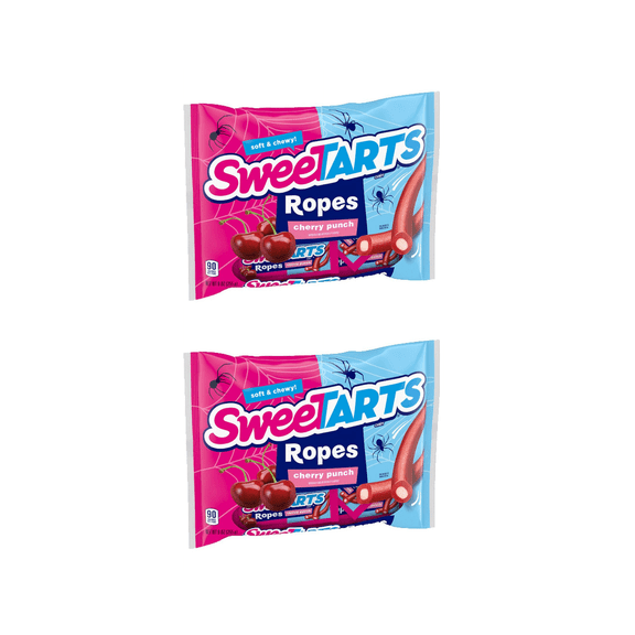 2-Pack SweeTARTS Cherry Punch Soft & Chewy Ropes Candy Fun Size - 9-oz. Bags