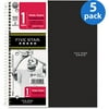 Five Star Wirebound Notebook, 1 Subject, Wide Ruled, 8" x 10.5", Black