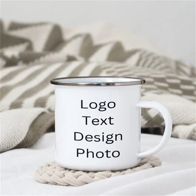 SIfdSeng Customizable Pattern 12 Oz Handle Enamel Cup The Choice for Coffee and Enthusiasts It's A Choice for Those Who Want A Stylish and Practical Mug.