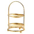 thumbnail image 1 of Soporte para pastel de frutas, plato, bandeja para alimentos, estante de exhibición de metal, dorado, 2 niveles Golden 2 Tier, 1 of 8