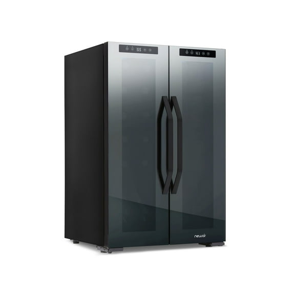 Newair® Shadowᵀᴹ Series Wine Cooler Refrigerator 12 Bottle & 39 Can Dual Temperature Zones, Freestanding Mirrored Wine and Beverage Fridge with Double-Layer Tempered Glass Door