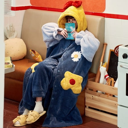 

DanceeMangoo Winter Pyjamas Loose Version Women Sleepwear Plus Size XXL Intensification Nighty Plush Set Medium Style Hooded Pajamas женский
